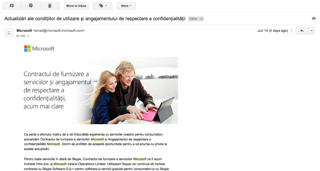 Microsoft - schimbare de termeni si conditii
